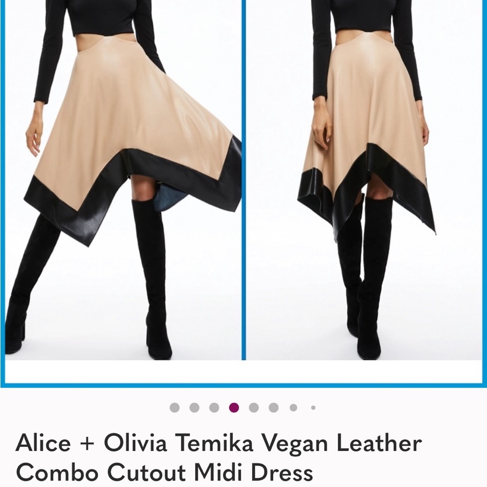 Alice + Olivia Tan and Black Midi Skirt